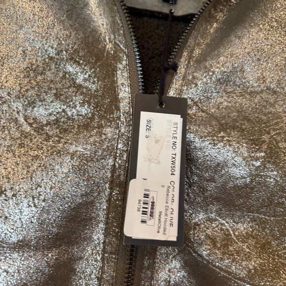 Rebecca Elliot Metallic Gold And Brown Hooded Jacket Size Small - Picture 4 of 6